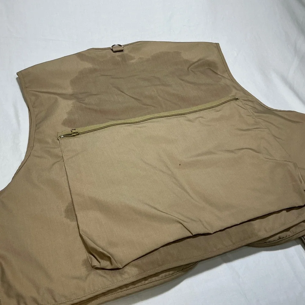 River Run Fishing Vest Utility Multi Pocket Outdoor Full Zip Beige‎ Size XL